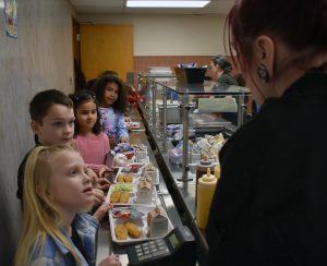 cafeteria line of students