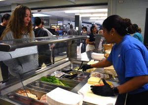 cafeteria line of students